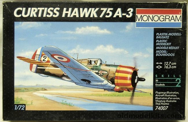 Monogram 1/72 Curtiss Hawk 75 A-3 (P-36A) - Vichy French or Finland, 74007 plastic model kit